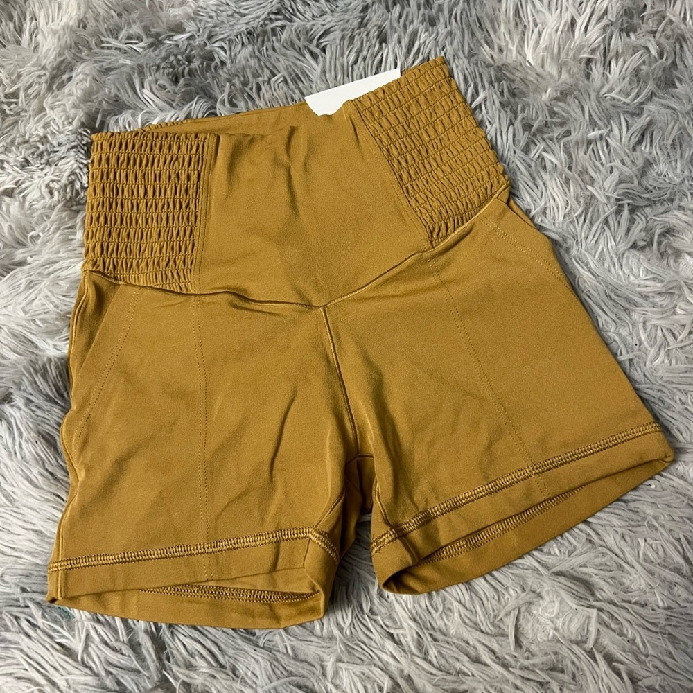 aerie Mustard Yellow High-Waist Bike Shorts